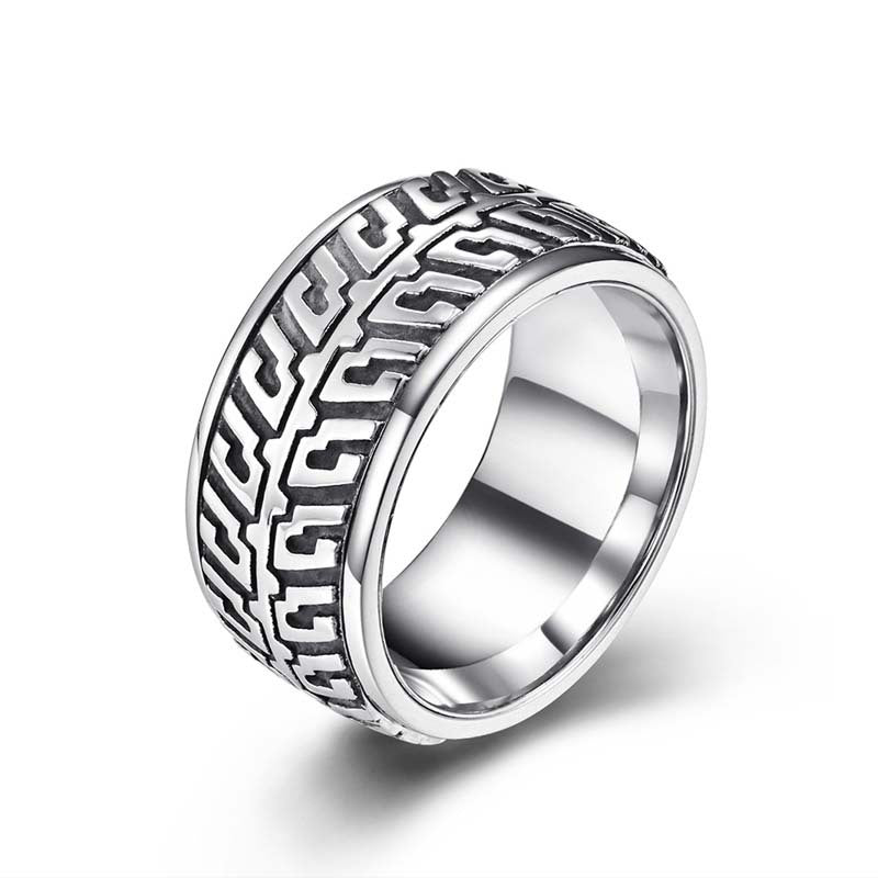 Fashion Creative Rotatable Car Tire Titanium Steel Ring