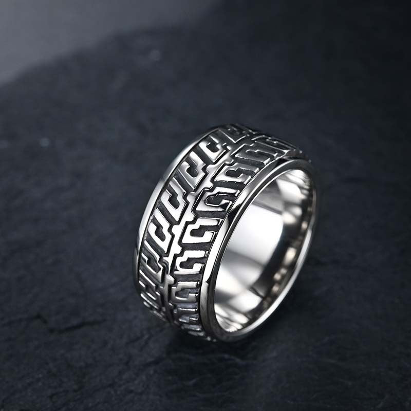 Fashion Creative Rotatable Car Tire Titanium Steel Ring