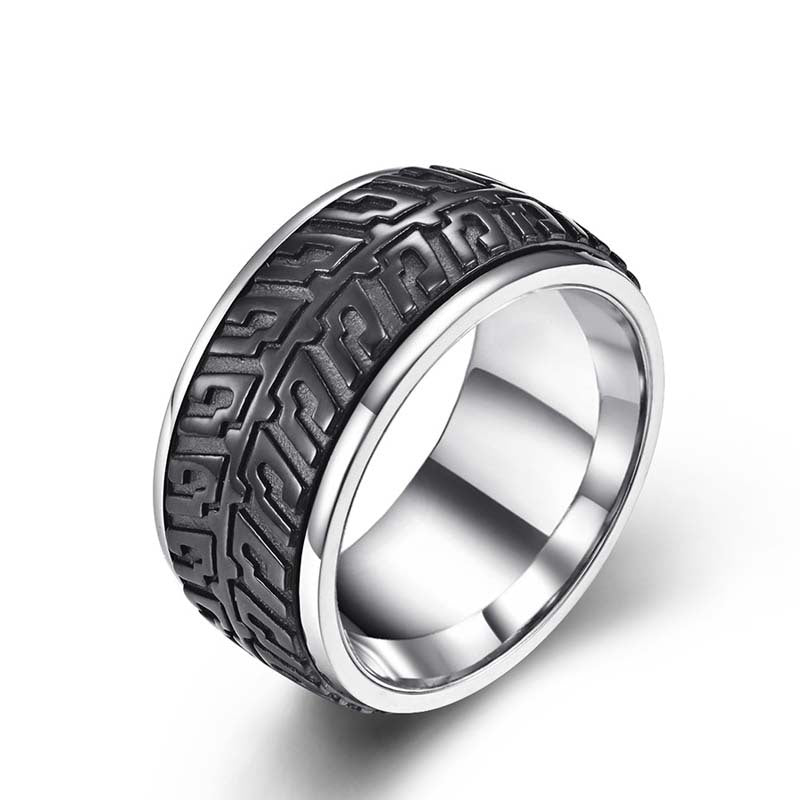 Fashion Creative Rotatable Car Tire Titanium Steel Ring