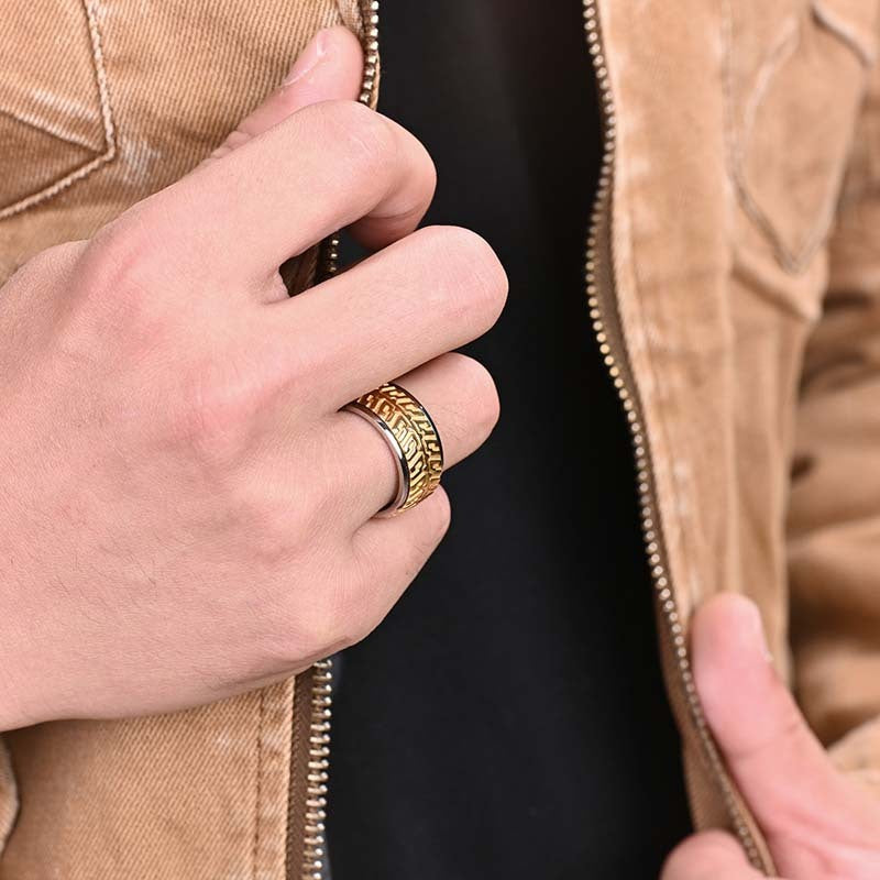 Fashion Creative Rotatable Car Tire Titanium Steel Ring