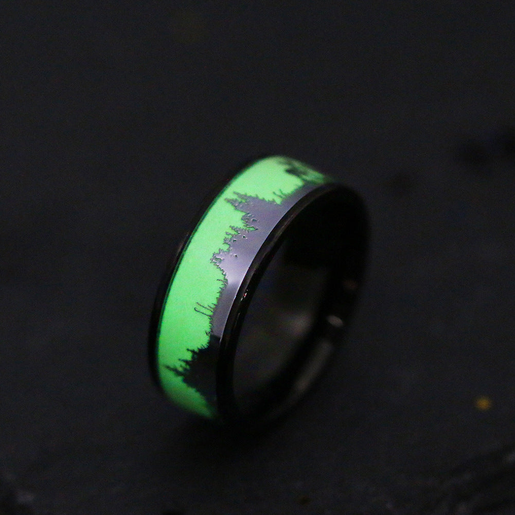 Unisex Luminous Glow In Dark Ring Titanium Steel Elk Deer Design Christmas Gift Durable American Jewelry Shine