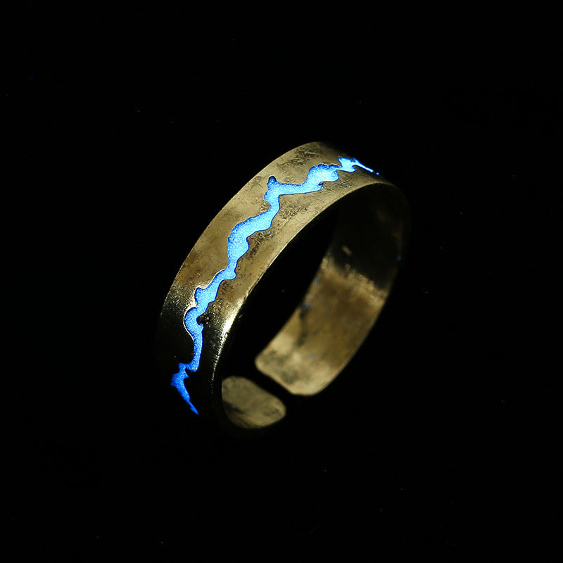 Luminous Electroplated Ring With Crack Design Adjustable Unisex Ring Glowing Fashion Accessory For Men And Women