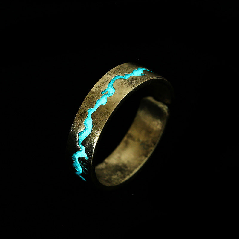 Luminous Electroplated Ring With Crack Design Adjustable Unisex Ring Glowing Fashion Accessory For Men And Women