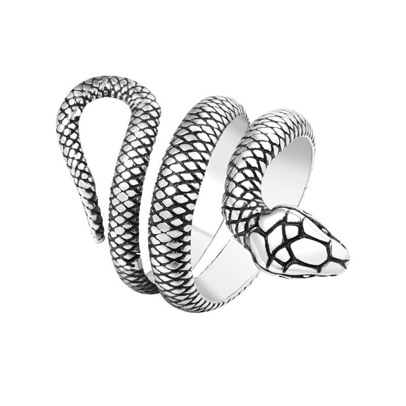 European and American Retro Personality Snake Python Titanium Steel Ring