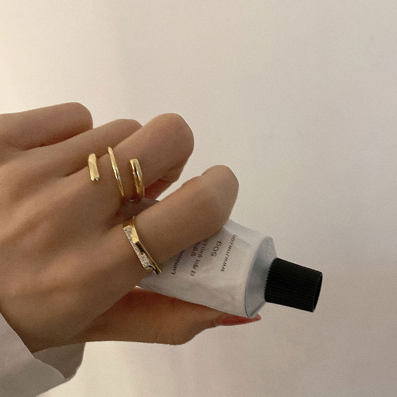 Gold Plated Korean Style Geometric Ring Adjustable For Women Jewelry Gift Holiday Trend Elegant Modern Accessory