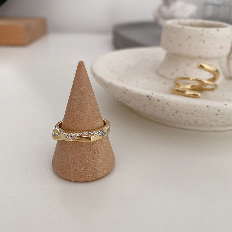 Gold Plated Korean Style Geometric Ring Adjustable For Women Jewelry Gift Holiday Trend Elegant Modern Accessory