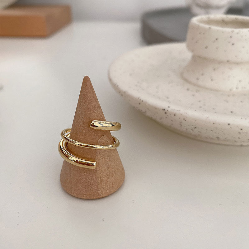 Gold Plated Korean Style Geometric Ring Adjustable For Women Jewelry Gift Holiday Trend Elegant Modern Accessory