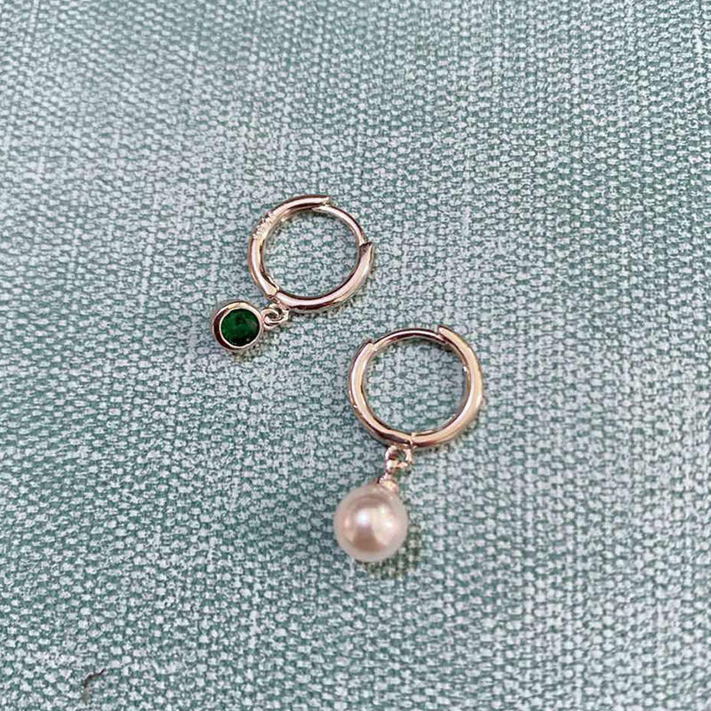 Womens Geometric Copper Earrings White Gold Inlay And Zircon Green Pearl Earrings Individually Packed Fashion Jewelry