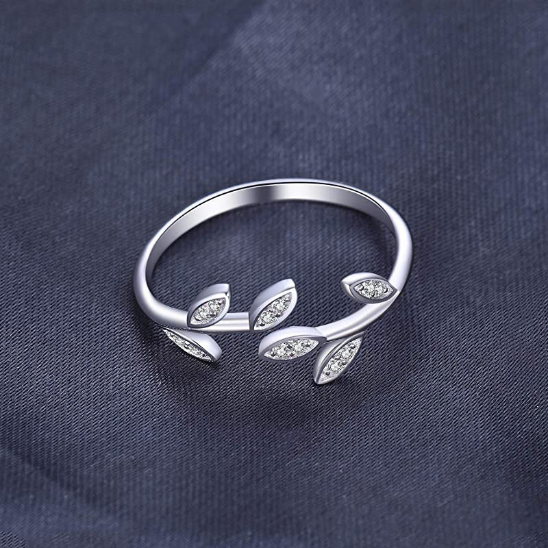 Womens Sterling Silver Leaf Ring Adjustable S925 European Leaf Shaped Ring Electroplated Gift For Women Stylish