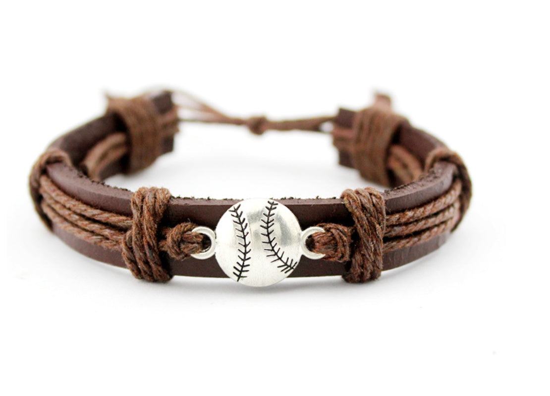 Unisex Hand Woven Leather Bracelet Adjustable Alloy Wax Rope Braided European American Fashion Jewelry Handcrafted Gift