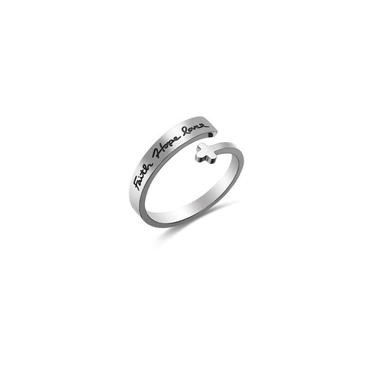 Personalized Cross Double Titanium Steel Ring Unisex Geometric Style Polished Accessory Gift For Everyday Wear