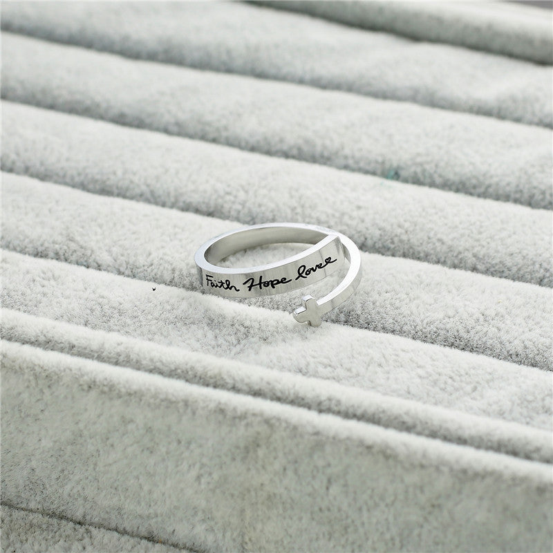 Personalized Cross Double Titanium Steel Ring Unisex Geometric Style Polished Accessory Gift For Everyday Wear