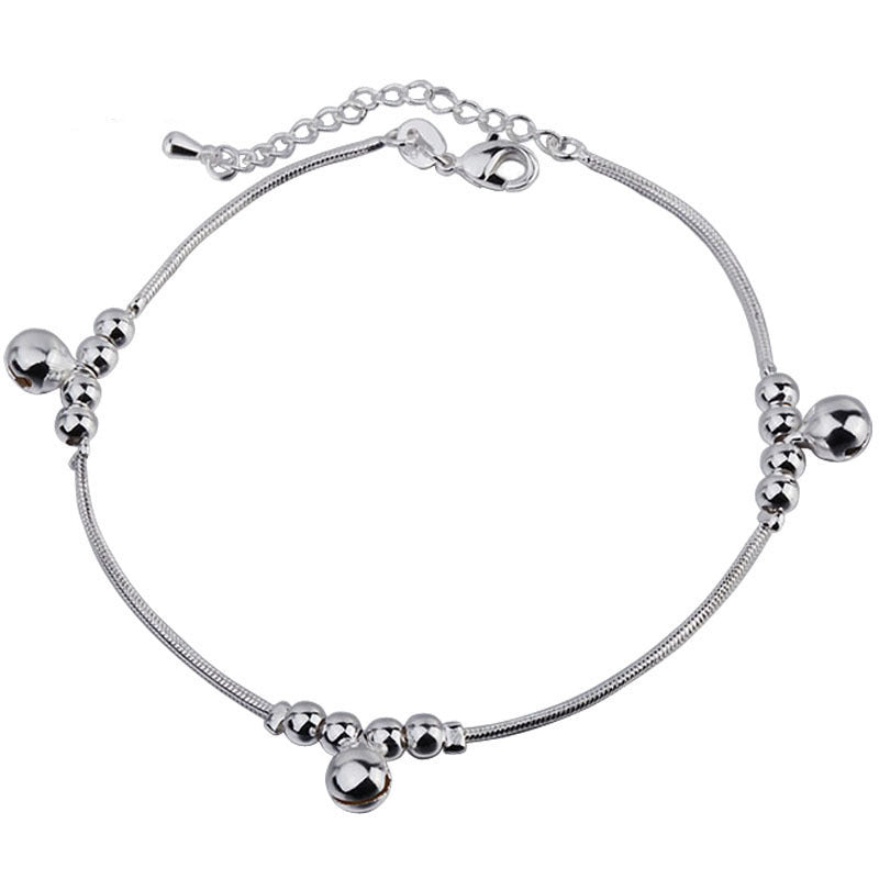 Womens Silver Bracelet With Three Bell Charms Geometrical Design Fashion Jewelry Gift For Women Silver Plated