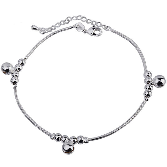 Womens Silver Bracelet With Three Bell Charms Geometrical Design Fashion Jewelry Gift For Women Silver Plated