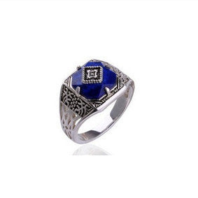 Unisex Alloy Ring With Gem Inlay Retro Geometric European American Design Travel Gift For Anniversary Wear Now