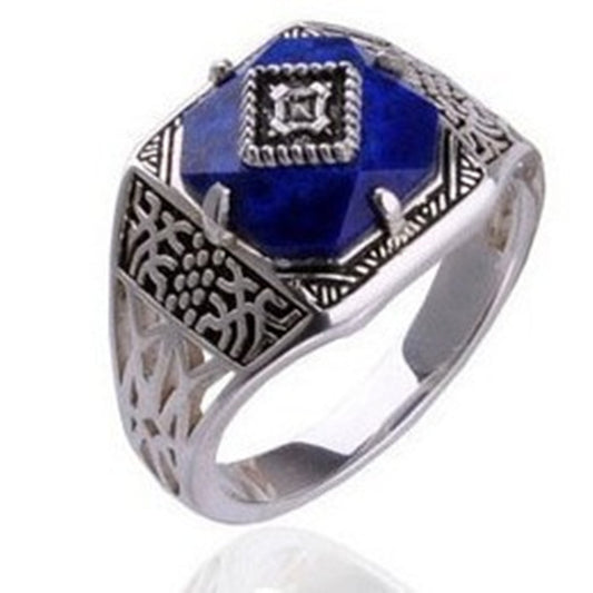 Unisex Alloy Ring With Gem Inlay Retro Geometric European American Design Travel Gift For Anniversary Wear Now
