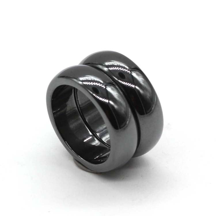 Unisex Black Gallstone Ring Round European American Shank Ring Natural Stone Statement Ring Sizes 6 9 10 11 12