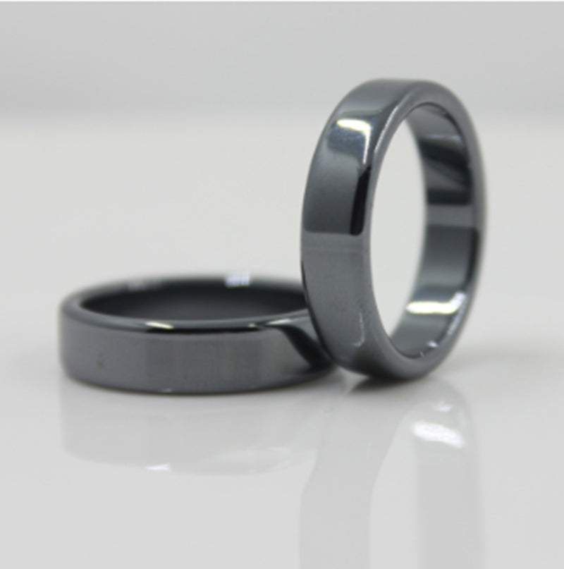 Unisex Black Gallstone Ring Geometric Flat Wide Band Minimalist Style Jewelry for Men and Women Everyday Style