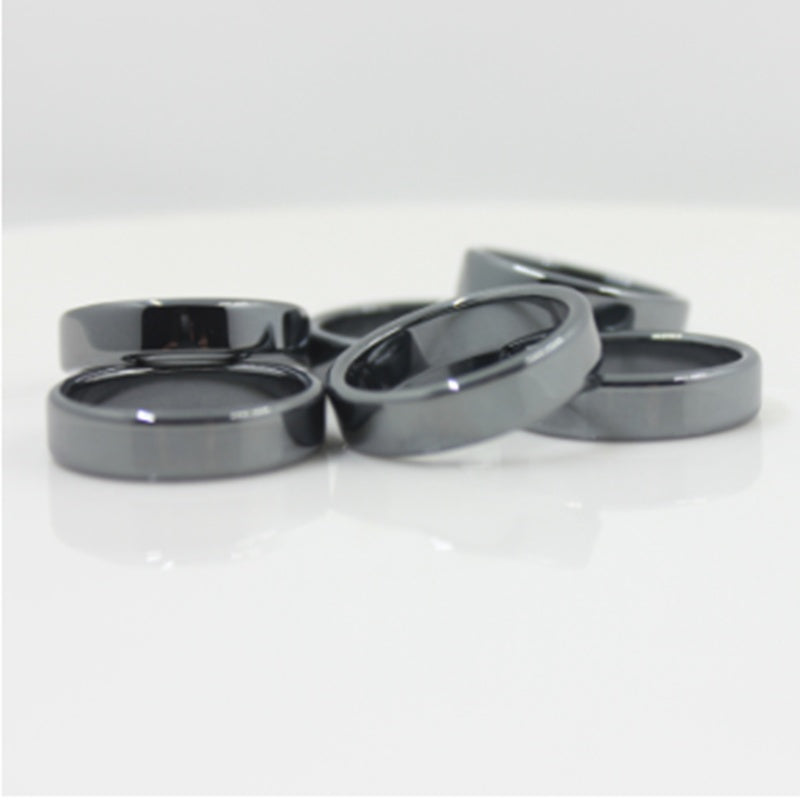 Unisex Black Gallstone Ring Geometric Flat Wide Band Minimalist Style Jewelry for Men and Women Everyday Style