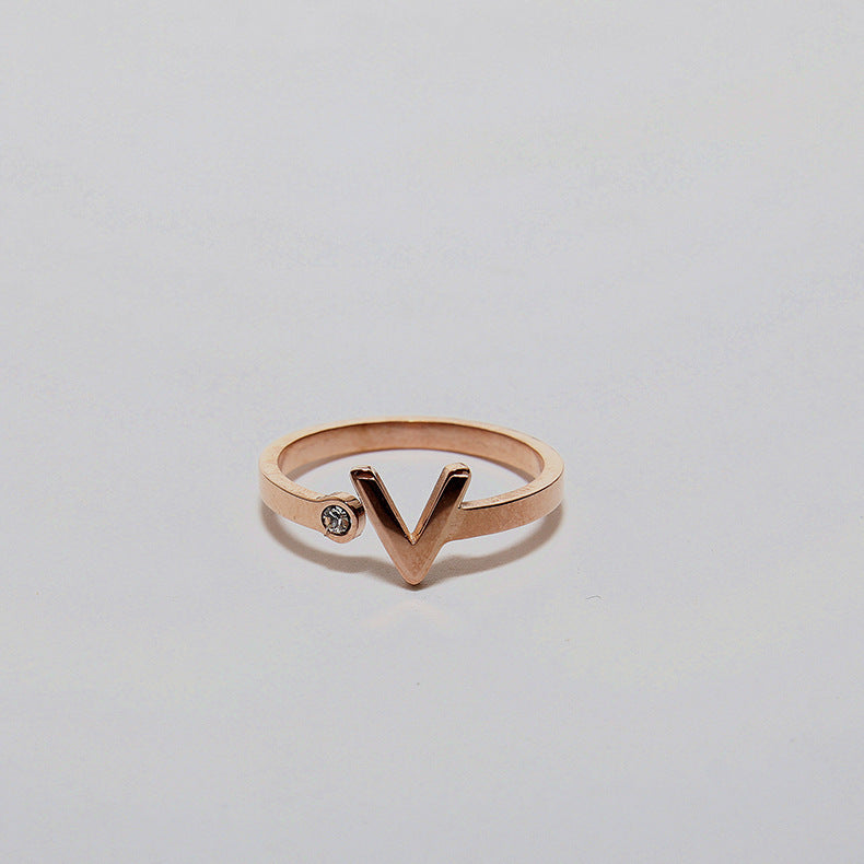 Titanium Steel V Shaped Open Ring Rose Gold Plated Minimalist Unisex Ring For Couples Gift Jewelry For All Wear