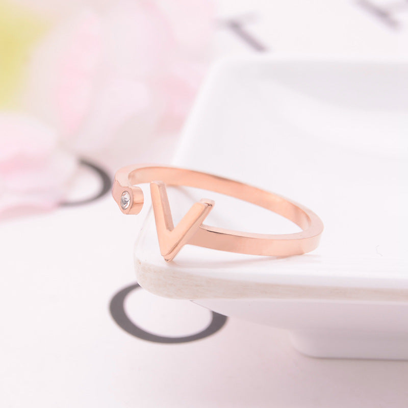 Titanium Steel V Shaped Open Ring Rose Gold Plated Minimalist Unisex Ring For Couples Gift Jewelry For All Wear