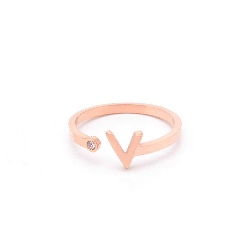 Titanium Steel V Shaped Open Ring Rose Gold Plated Minimalist Unisex Ring For Couples Gift Jewelry For All Wear