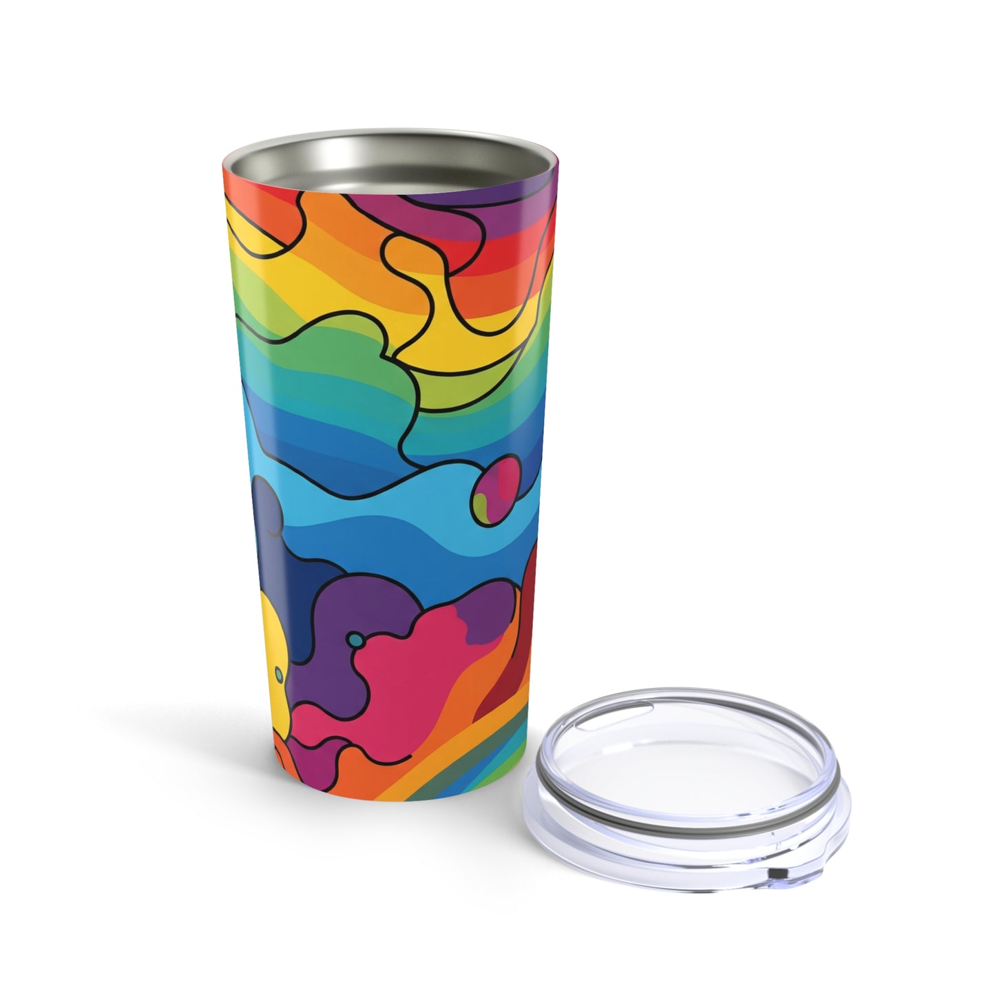 20oz Stainless Steel Printed Tumbler Double Wall Vacuum Insulation Spill Resistant Lid For Hot Or Cold Beverages