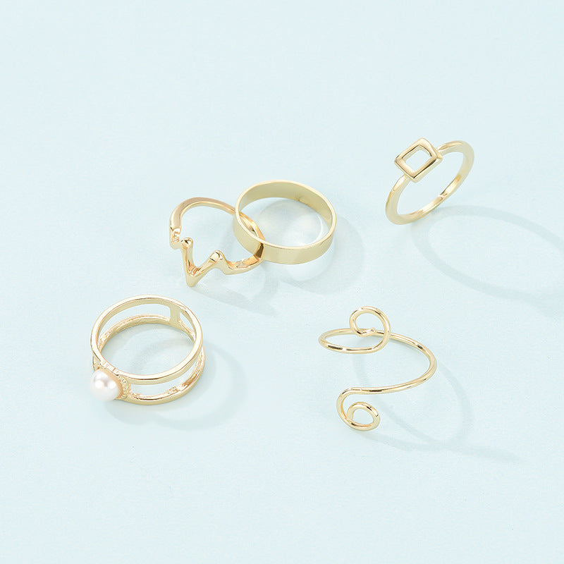 Geometric Alloy Ring Set for Women, Anniversary Electroplated Knuckle and Stacking Fashion Rings Jewelry Gift