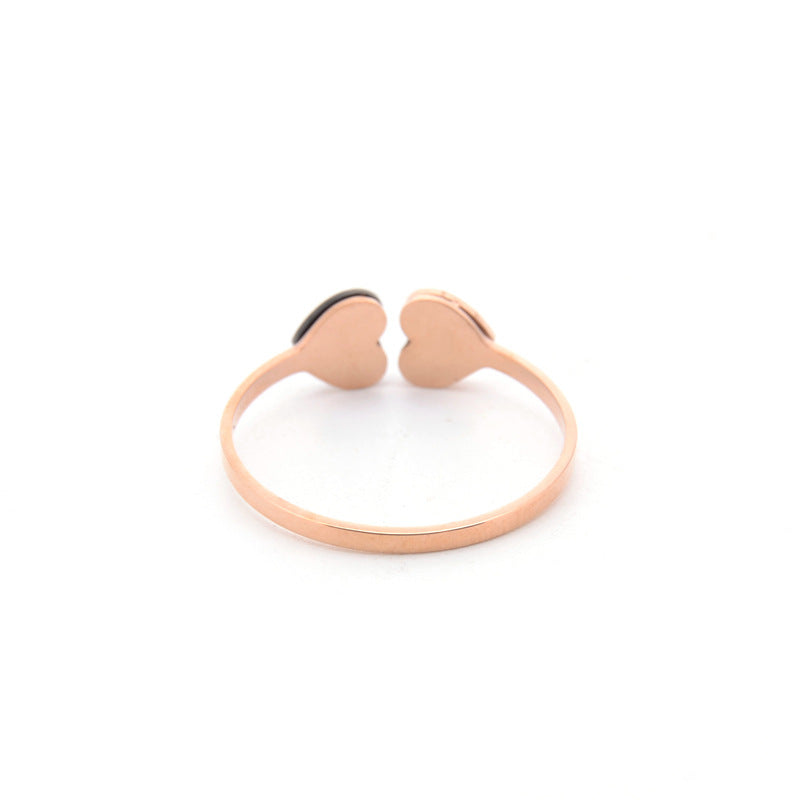 Heart Shaped Titanium Steel Rings Rose Gold Tone Women Sizes 6 7 8 9 Modern Jewelry Gift Idea For Her Everyday