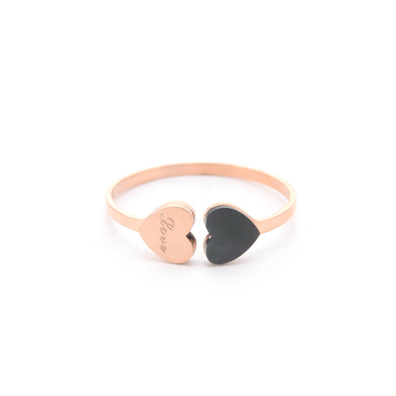 Heart Shaped Titanium Steel Rings Rose Gold Tone Women Sizes 6 7 8 9 Modern Jewelry Gift Idea For Her Everyday