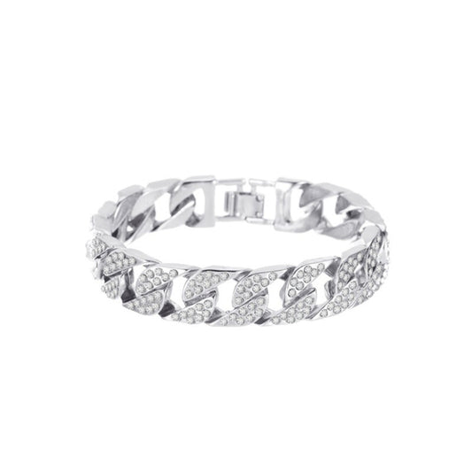 Unisex Geometric Alloy Bracelet With Gem Inlay Silver Gold