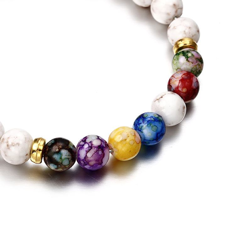 Unisex Turquoise Agate Stone Bracelet Geometric Design Electroplated Alloy Fashion Jewelry Individually Packed