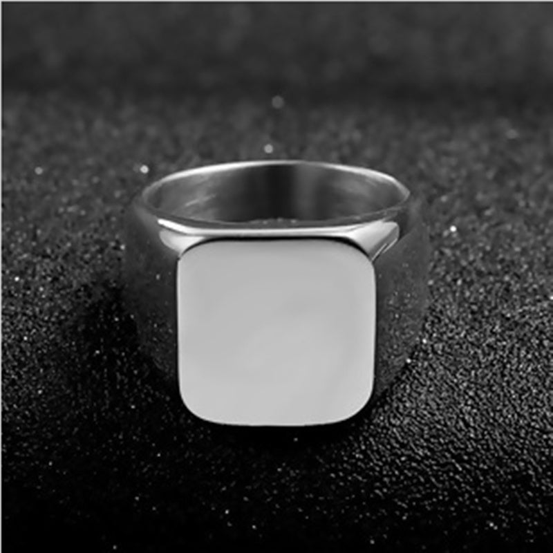 Mens Titanium Steel Ring Glossy Geometric Electroplated Modern Sleek Everyday Wear European American Inspired Band