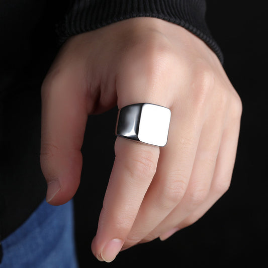 Mens Titanium Steel Ring Glossy Geometric Electroplated Modern Sleek Everyday Wear European American Inspired Band