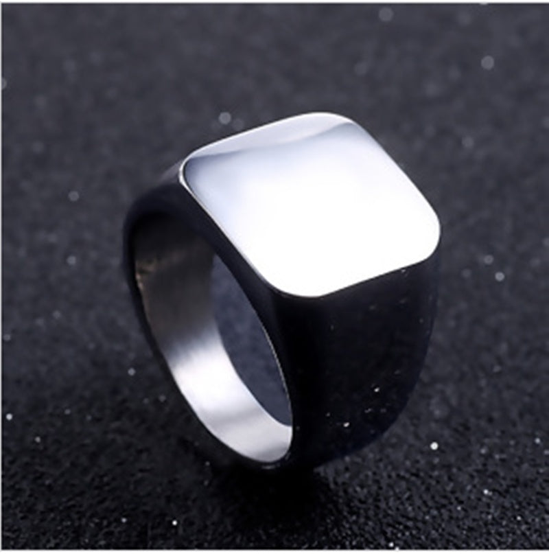 Mens Titanium Steel Ring Glossy Geometric Electroplated Modern Sleek Everyday Wear European American Inspired Band