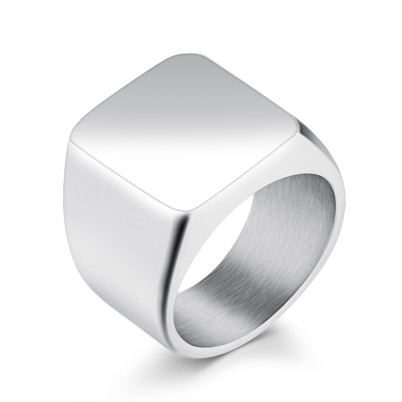 Mens Titanium Steel Ring Glossy Geometric Electroplated Modern Sleek Everyday Wear European American Inspired Band