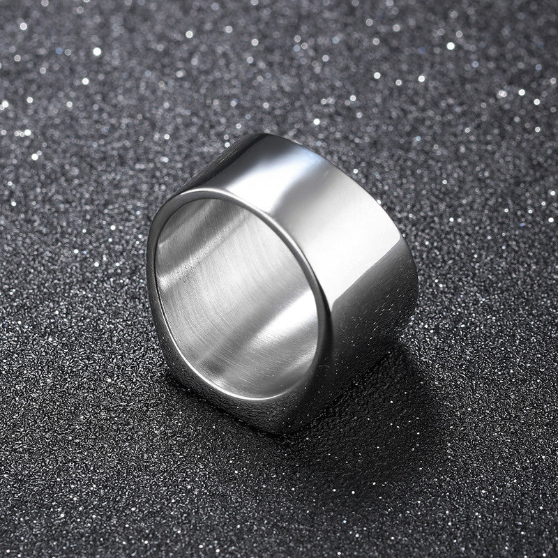 Mens Titanium Steel Ring Glossy Geometric Electroplated Modern Sleek Everyday Wear European American Inspired Band