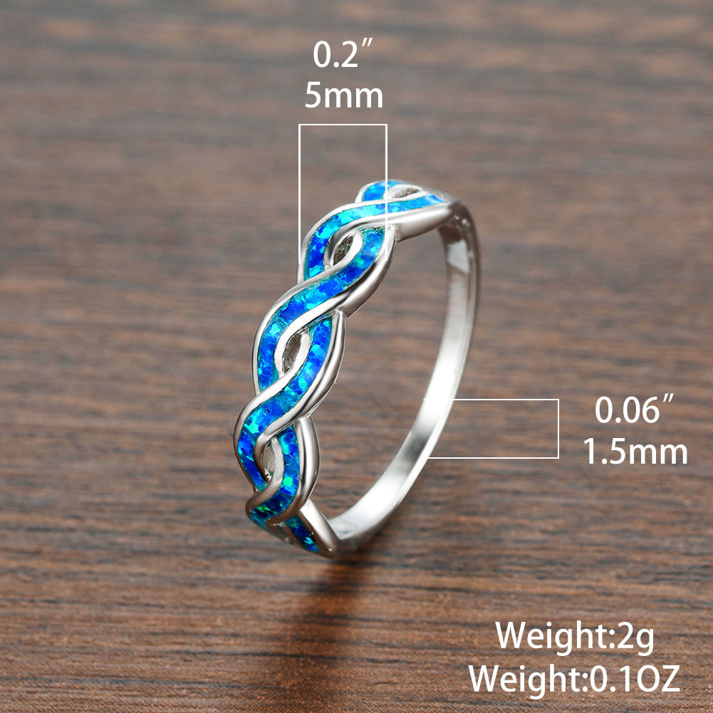 Women Twist Ring Copper Electroplated Band With Opal Inlay Elegant Simple Jewelry For Women Fashion Jewelry Daily Wear