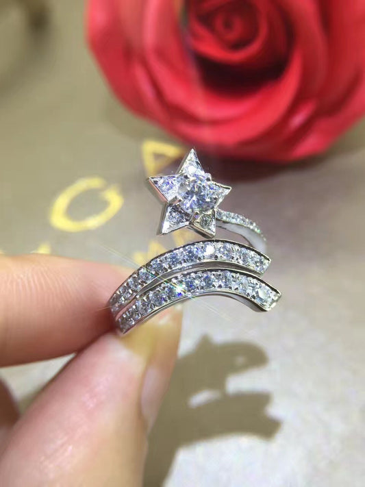 Open Ring Silver 925 With Zircon Crown Design Korean Style