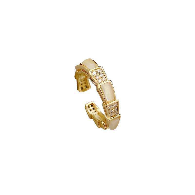 Unisex Adjustable Open Ring Gold Plated Geometric Index Finger Ring With Inlaid Artificial Gemstones Sparkling