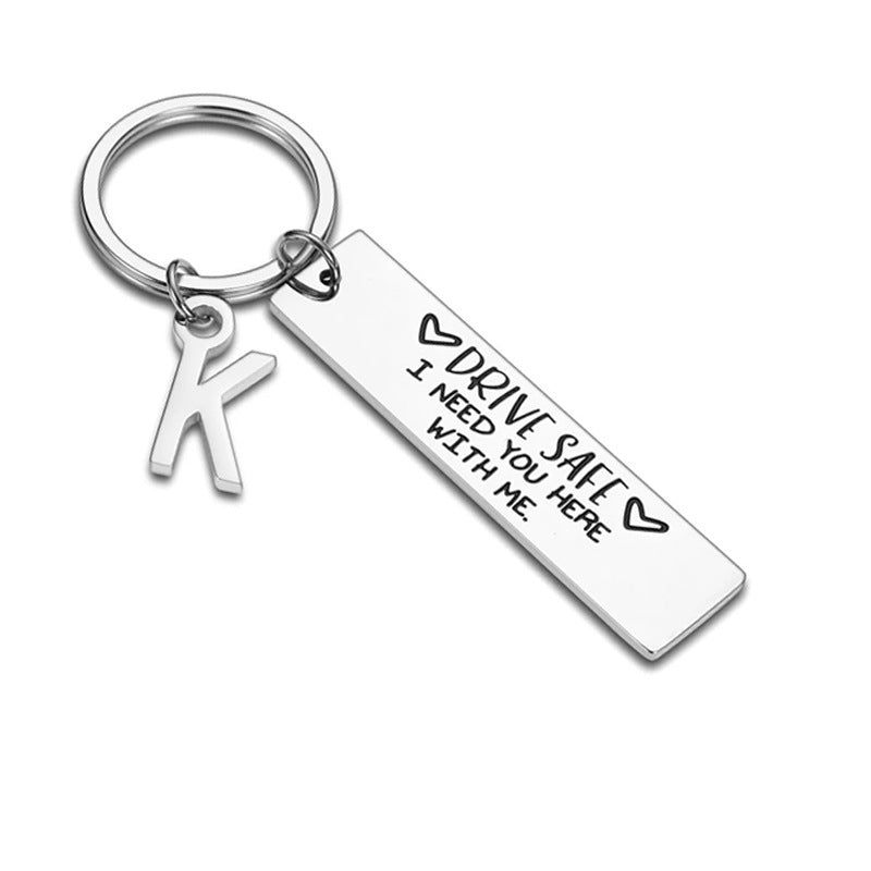 Drive Safe I Need You Here With Me Keychain Stainless Steel Round Pendant Gift For Him And Her Anniversary Keychain