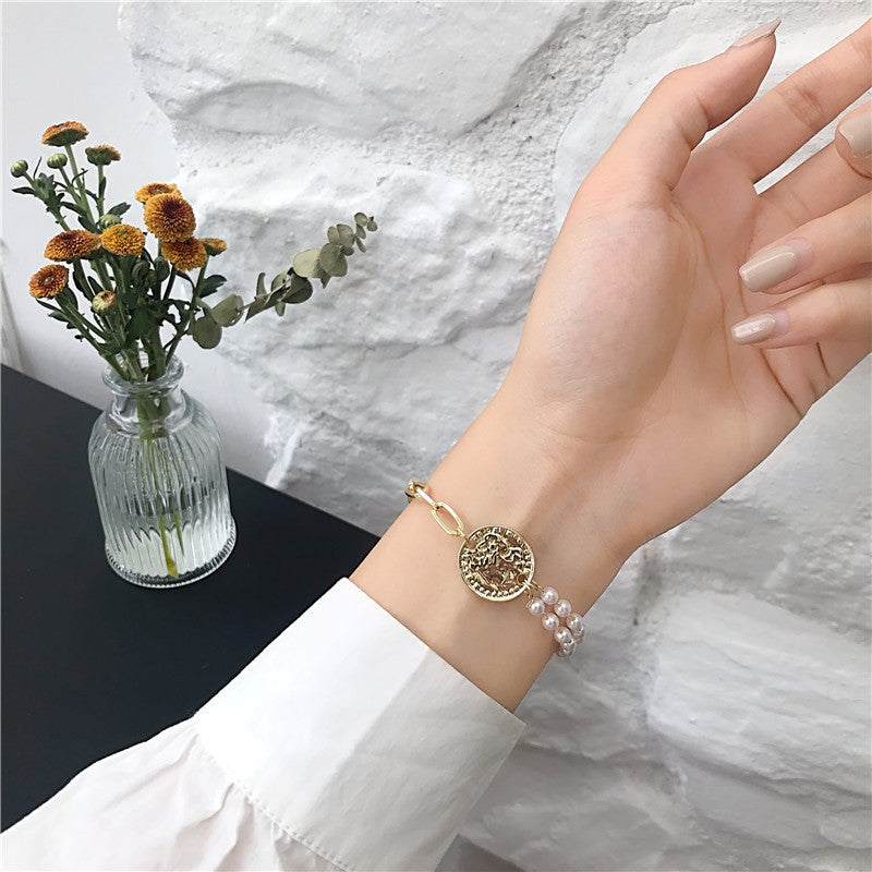 Geometric Gold Tone Alloy Bracelet With Electroplated Finish For Women Individually Packaged Fashion In Gift Box