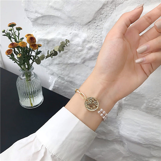 Geometric Gold Tone Alloy Bracelet With Electroplated Finish For Women Individually Packaged Fashion In Gift Box