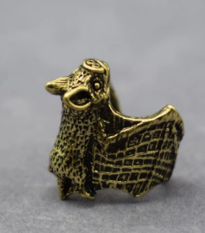 Retro Bat Ring Copper Adjustable Geometric Design Unisex Fashion Jewelry For Everyday Style With Comfortable Fit