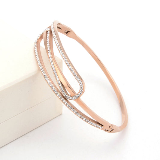 Women Stainless Steel Diamond Bracelet Rose Gold Accents Birthday Anniversary Jewelry Gift For Her Jewelry Set Shine