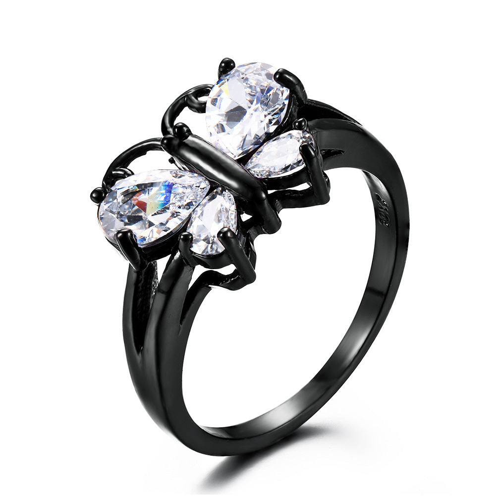 Gold Plated Butterfly Ring With Blue Zircon For Women Elegant Jewelry Gift Idea Trendy Accessory For Everyday Wear