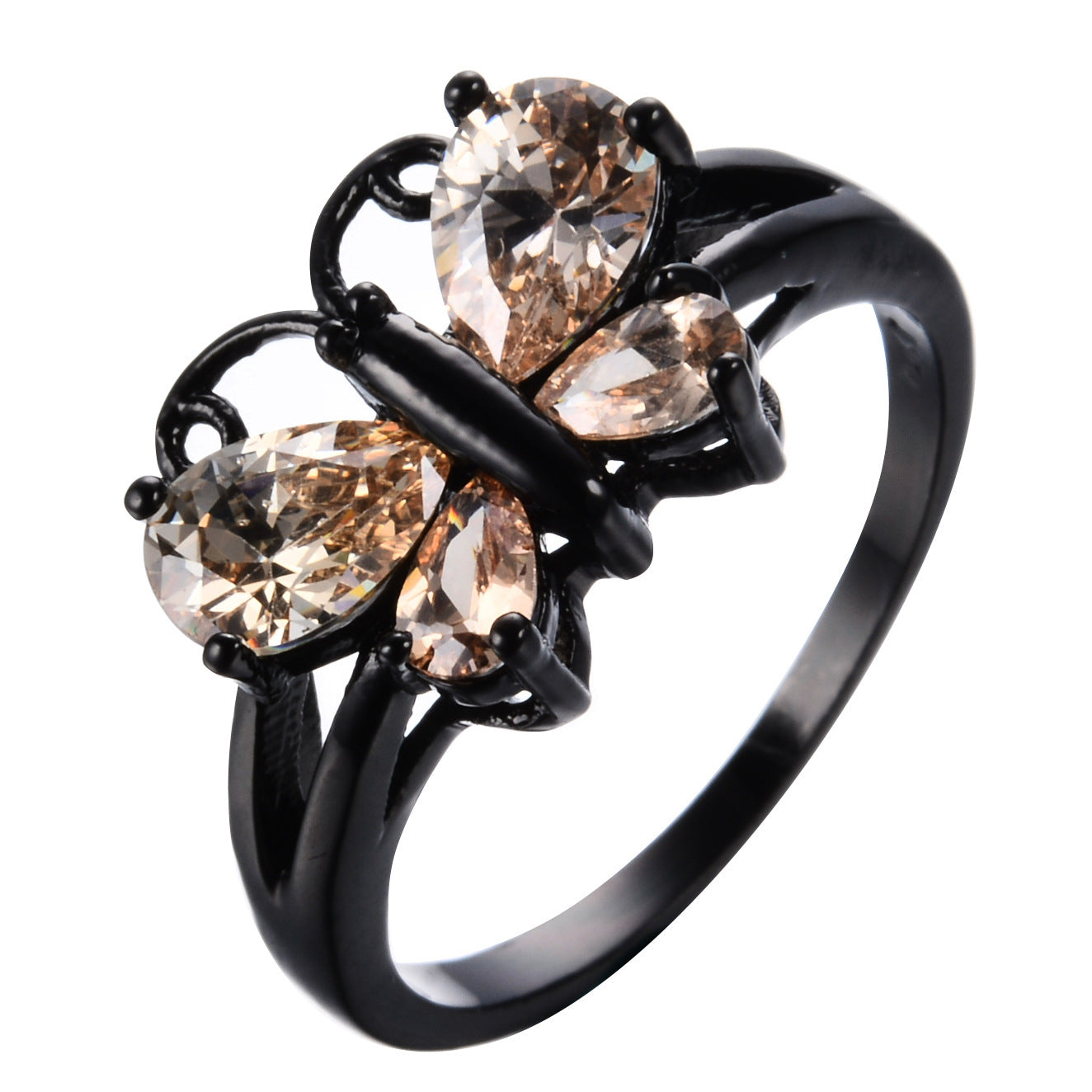 Gold Plated Butterfly Ring With Blue Zircon For Women Elegant Jewelry Gift Idea Trendy Accessory For Everyday Wear
