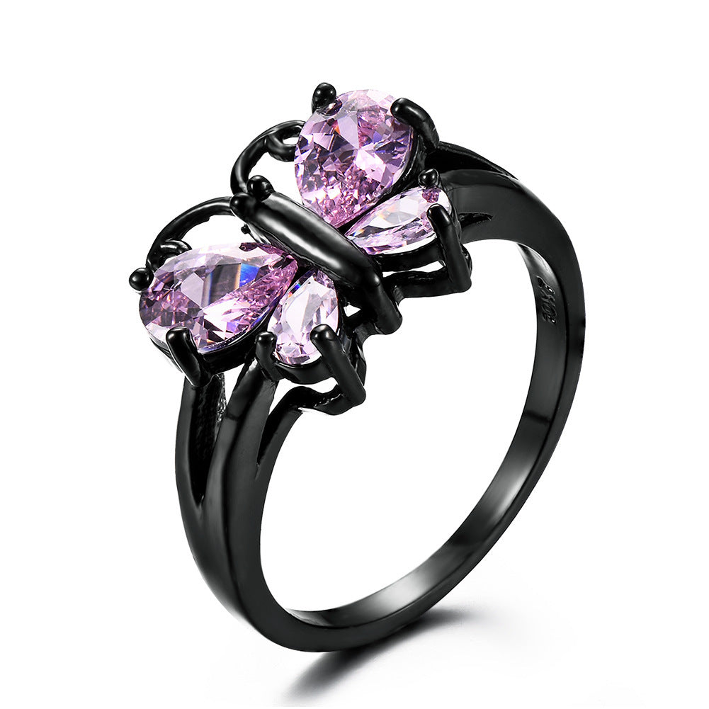 Gold Plated Butterfly Ring With Blue Zircon For Women Elegant Jewelry Gift Idea Trendy Accessory For Everyday Wear