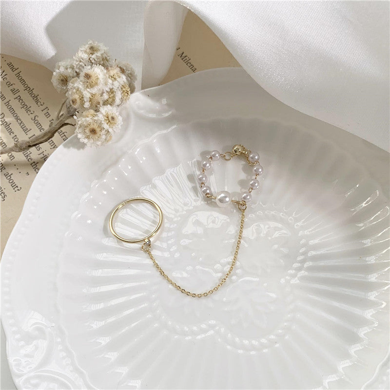 Womens Adjustable Double Ring Conjoined Geometric Alloy Ring Electroplated Inlay For Everyday Wear And Occasions