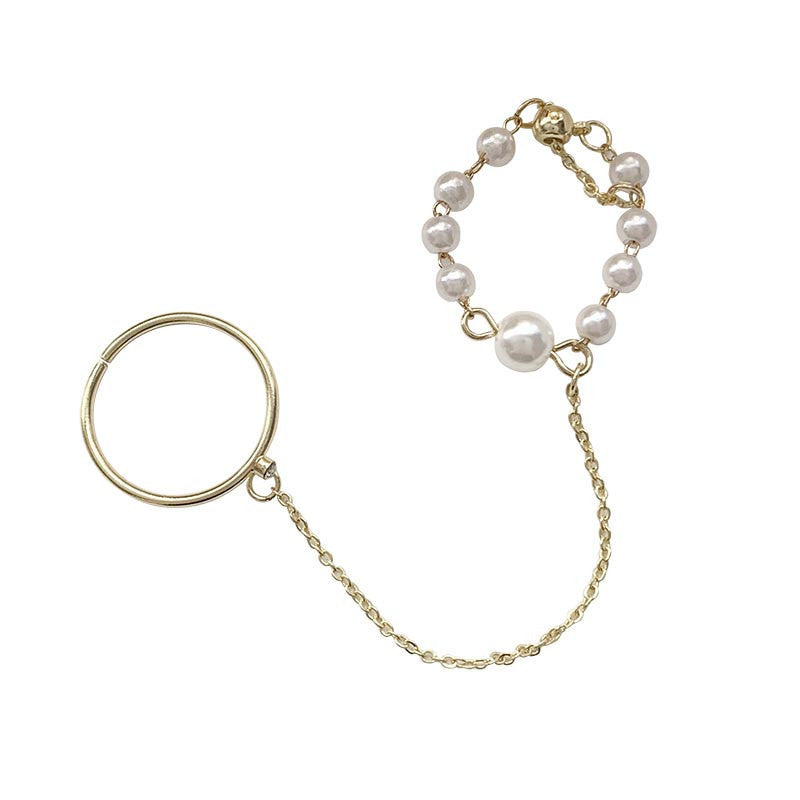 Womens Adjustable Double Ring Conjoined Geometric Alloy Ring Electroplated Inlay For Everyday Wear And Occasions